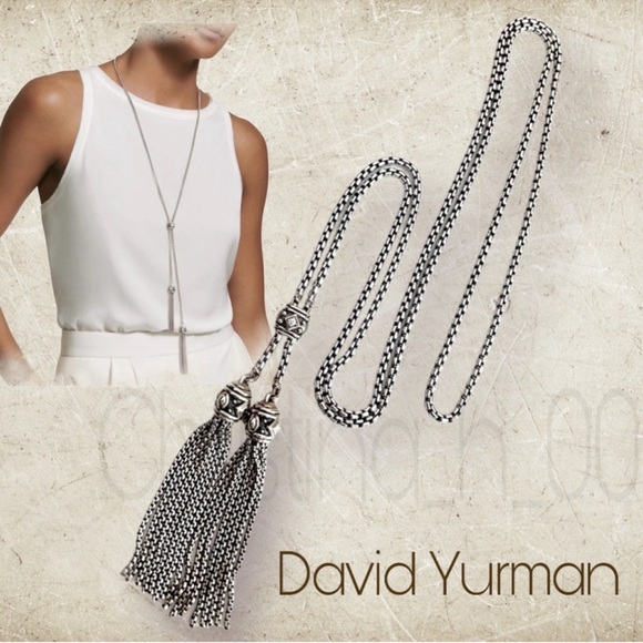 David Yurman Renaissance tassle diamonds adjustable 40 inch box chain necklace